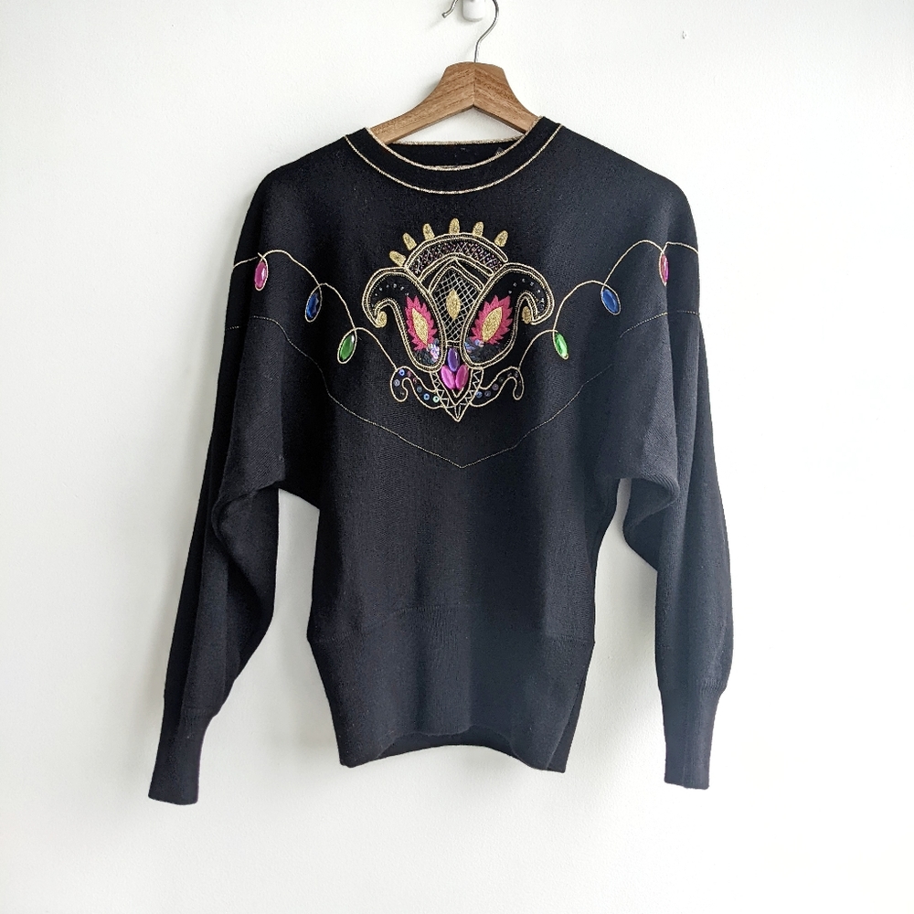 Vintage 80s/90s Jeanne Pierre batwing sweater, Size Med.
